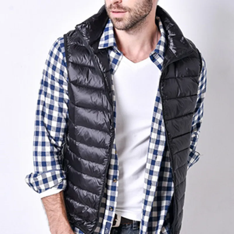 Sanishroly Autumn Winter Men Ultra Light Down Vests Jacket Male White Duck Down Vest Coat Slim Sleeveless Waistcoat Outwear S548