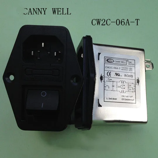 

CW2C-06A-T Power filter 220V 6A Socket plug AC filter Electrical Equipment