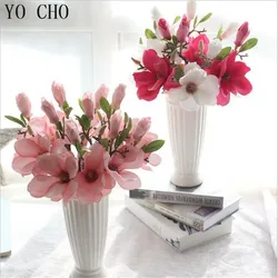 YO CHO Fake Orchid Plants  Magnolia Artificial Silk Flowers  DIY Christmas Decoration  Table Centerpieces  Bridal Bouquet