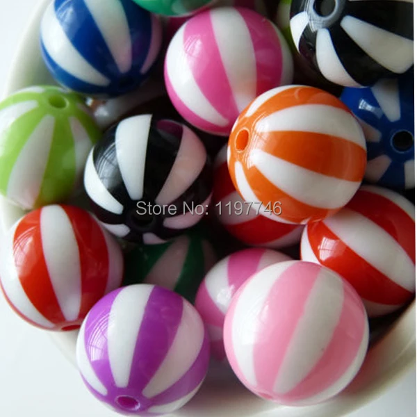 Chunky Beads for DIY Jewelry Making 20mm 110pcs Colorful Beads Round Melon Beads Loose Beads Resin Bubblegum Beads for Kids