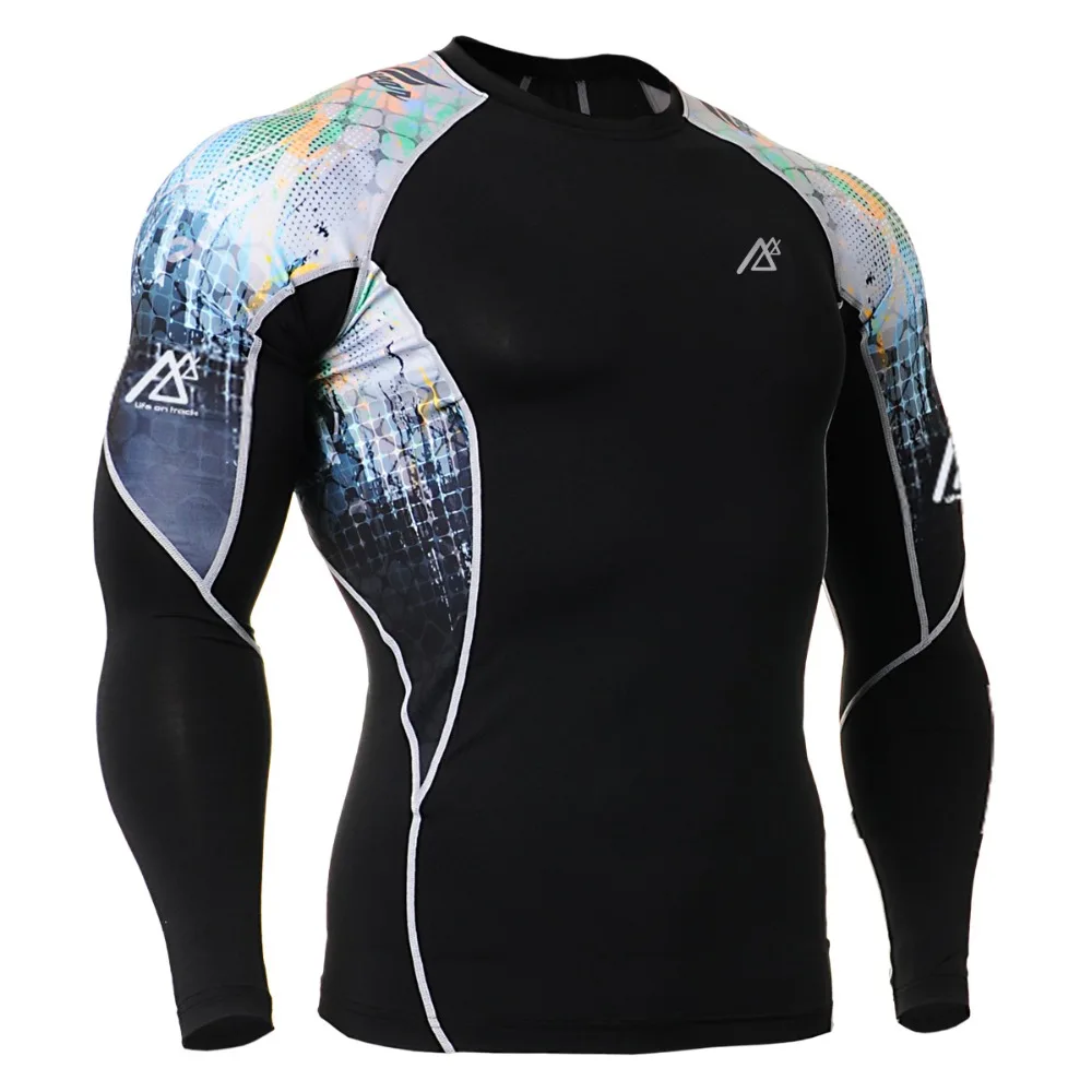 Men's Compression Long Sleeve Shirts Quick-drying 4-Way Stretch Skin Rash Guard Gym Training Running Fitness Sports Tops Tights