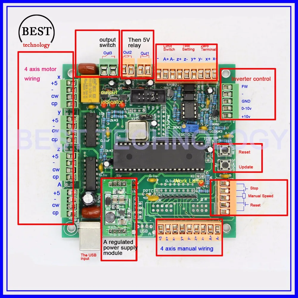 4 Axis USB CNC Controller CNC USB Interface Board USB CNC 2.1 MK1 MACH3 Upgrading Control Board