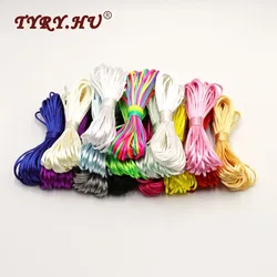 TYRY.HU MultiColor 10meter Satin Nylon Cord Solid Rope For Jewelry Making Beading Cotton Cord For Baby 2mm Braided Silk Cord