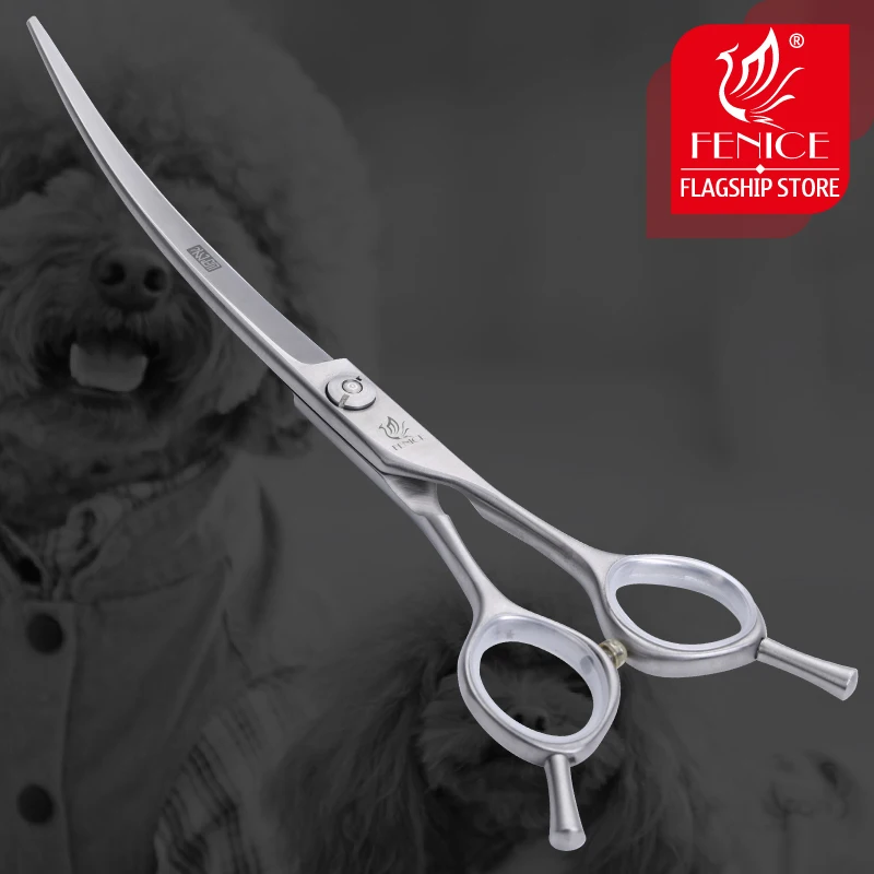 Fenice Japanese stainless steel 6.75 inch dog scissors professional pet grooming curved scissors hair cutting shears