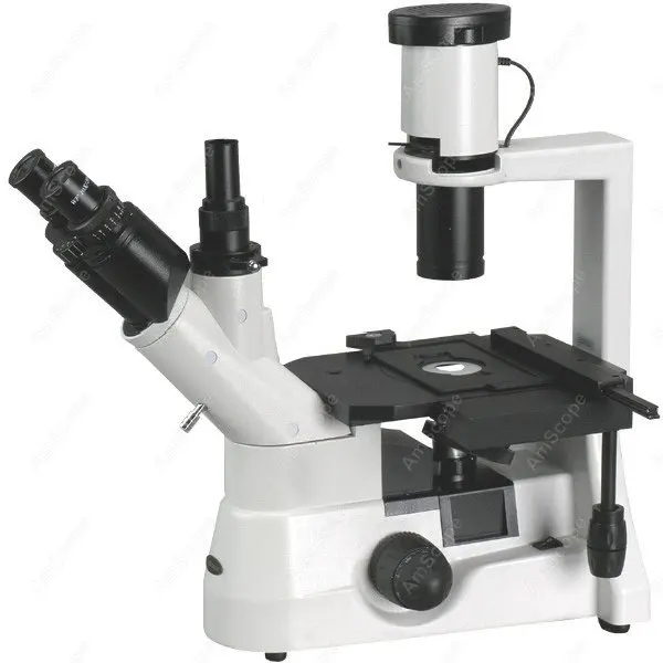 Inverted Metallurgical-AmScope Supplies 40x-600x Large Distance Plan Optical Biological Inverted Microscope