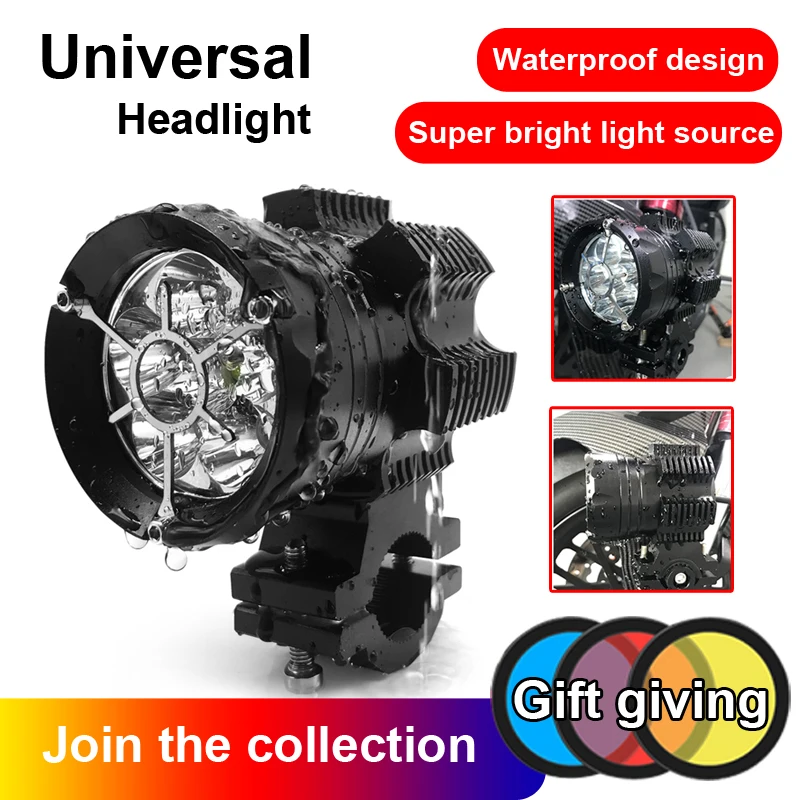 

Aluminium Alloy Motorcycle Headlight Auxiliary Lamp LED Motorcycle Phare Moto Switch HeadLamp Daylight Spot Light 12V Moto DRL