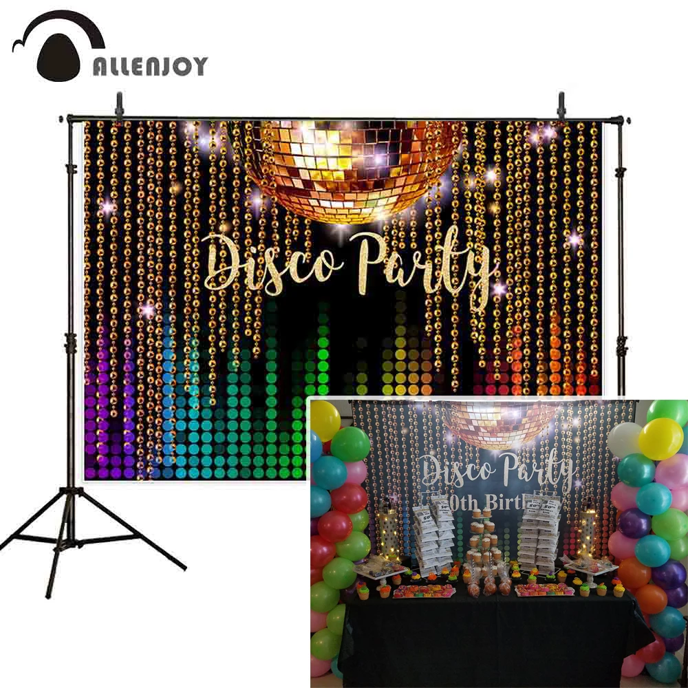 

Allenjoy Disco Backgrounds for Photo Studio Glitter Party Celebrate Shinny Colorful Decoration Photocall Backdrop Banner Vinyl