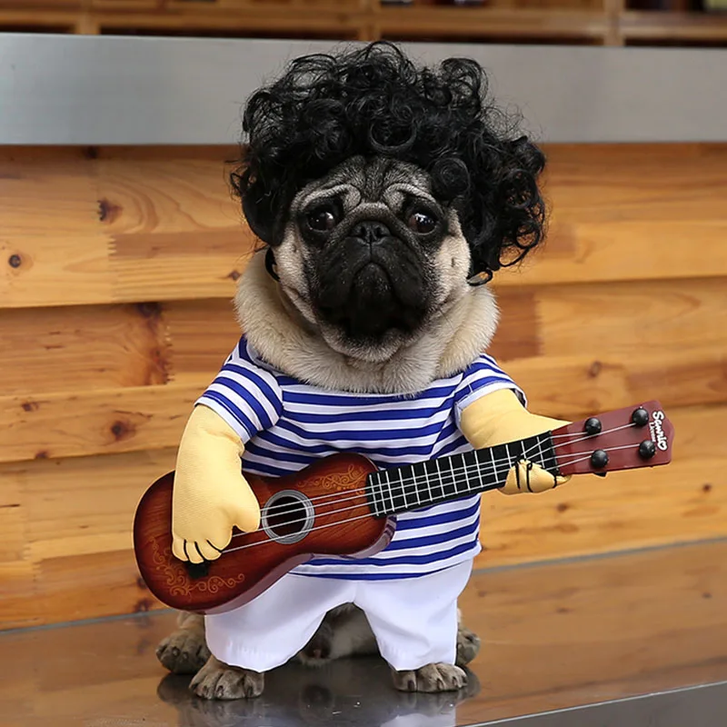 Funny Dog Costumes Guitar Player Pet Clothes Puppy Outfit Halloween Dog Clothes For Small Dogs French Bulldog Pet Costumes 15Q