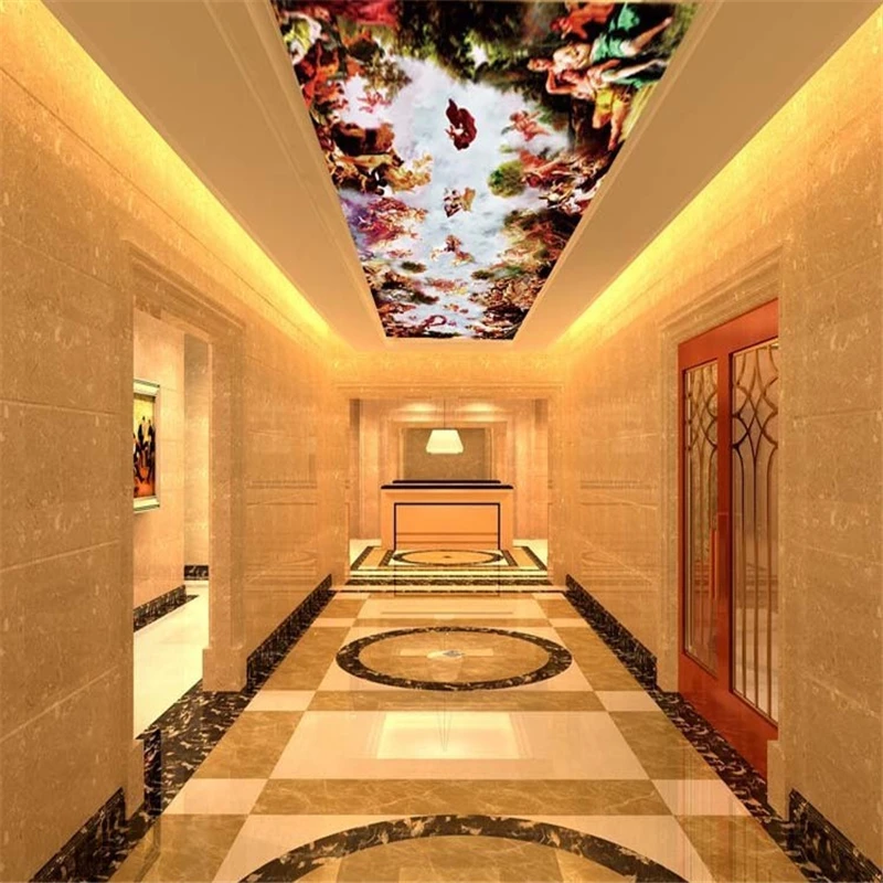 beibehang for walls desktop3d murals European paintings Ceiling murals in the lobby European painting/ photo wallpaper