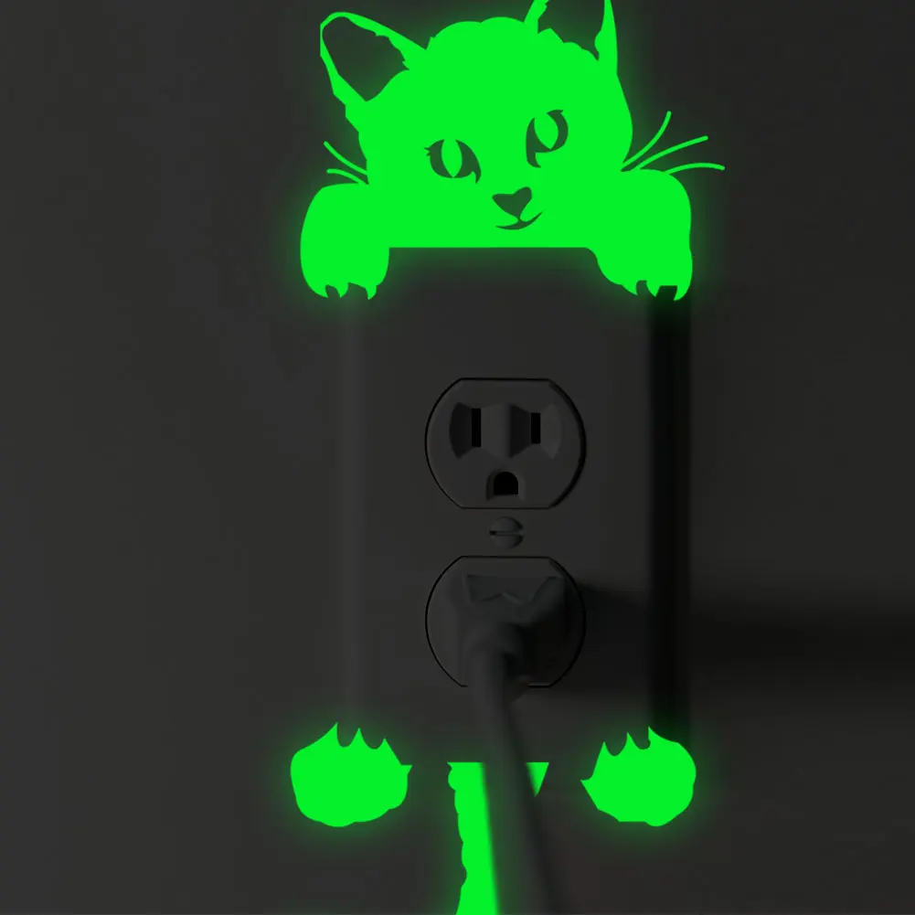 Luminous stickers  stickerBedroom Wall Decoration Switch Stickers Art Mural Cartoon cat Decor
