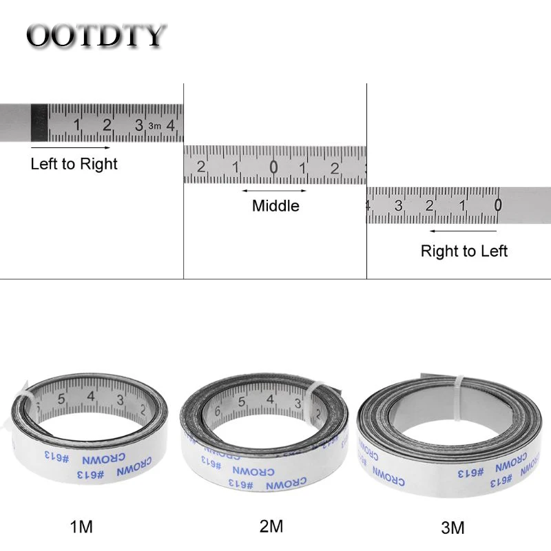 Stainless Steel Miter Track Tape Measure Self Adhesive Metric Scale Ruler 1M-3M For T-track Router Table Saw Woodworking Tool