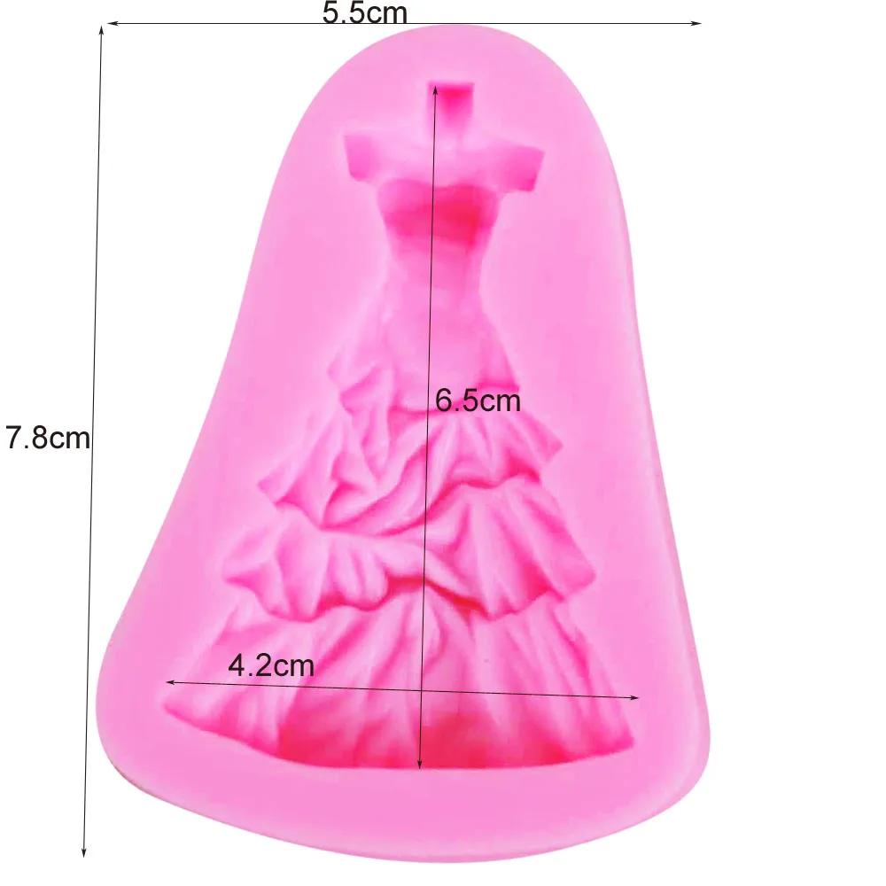 M655 Wedding Evening Dress Epoxy UV Resin Silicone fondant cake chocolate mould cake tools kitchen baking tools 7.8*5.5*1.2cm