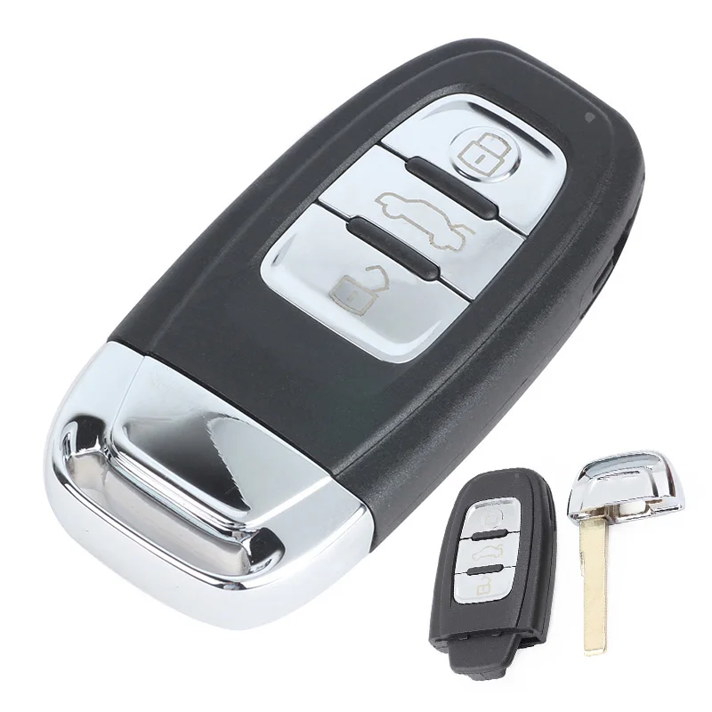 KEYECU  for Audi A6L Q7 Folding Model Upgraded 3 Button Keyless Go Smart Remote Car Key Shell Case Cover Fob with Blade