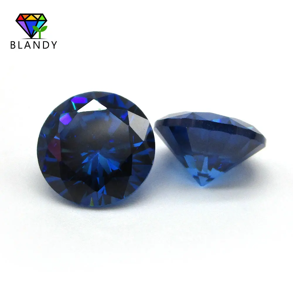 Factory Price 1.0--2.5mm Round Cut Blue Cubic Zirconia Stone 5A Quality Loose Synthetic Borland Color CZ Gems For Jewelry Making