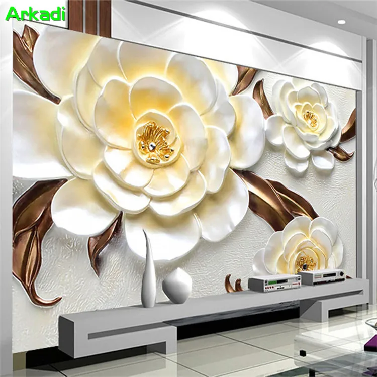 

Custom European 3D wallpaper living room study bedroom TV background wall custom mural home decor gardenia wallpaper photos