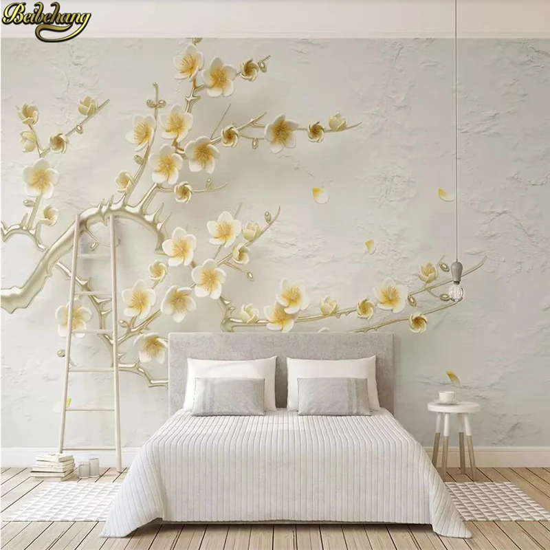 beibehang Custom wallpaper mural lemon yellow 3d flower embossed background wall papers home decor papel de parede 3d wallpaper