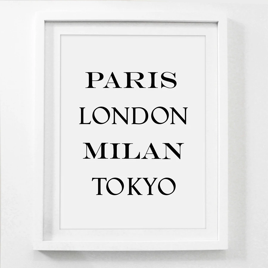 Paris London Milan and Tokyo Art Print And Poster , Fashion Cities Canvas Painting Prints Home Office  Scandinavian Wall Decor