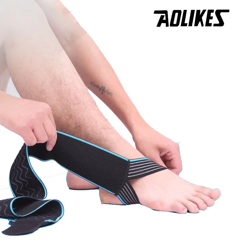 AOLIKES 1PCS Safety Ankle Support Gym Running Protection Black Foot Bandage Elastic Ankle Brace Band Guard Sport Tobilleras