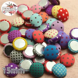 50pcs mix color Flatback point tessuto coperto bottoni rotondi Home Garden Crafts Cabochon Scrapbooking fai da te 15mm