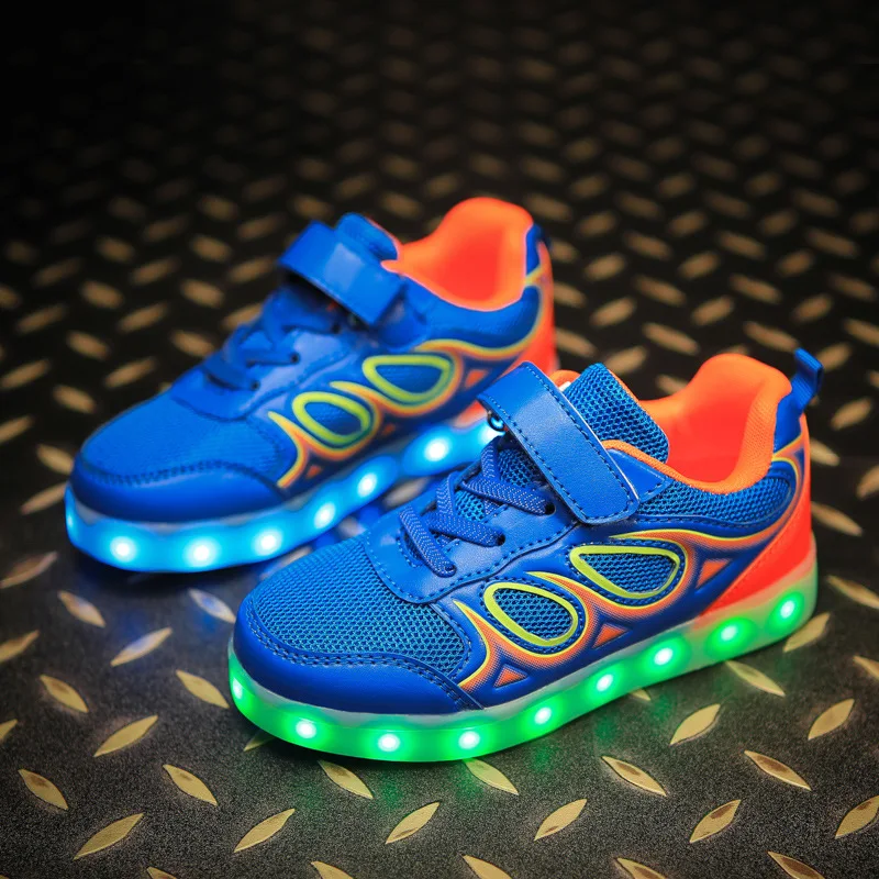 7ipupas Lovely Butterfly Luminous sneakers kids eur 25-37 boys&girls Wear-resisting lighted Child sneakers USB led glowing shoes