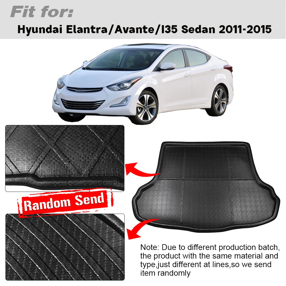 Buildreamen2 For Hyundai Elantra Avante i35 Sedan 2011-2015 Car Trunk Mat Floor Carpet Tail Cargo Tray Boot Liner Mud Pad