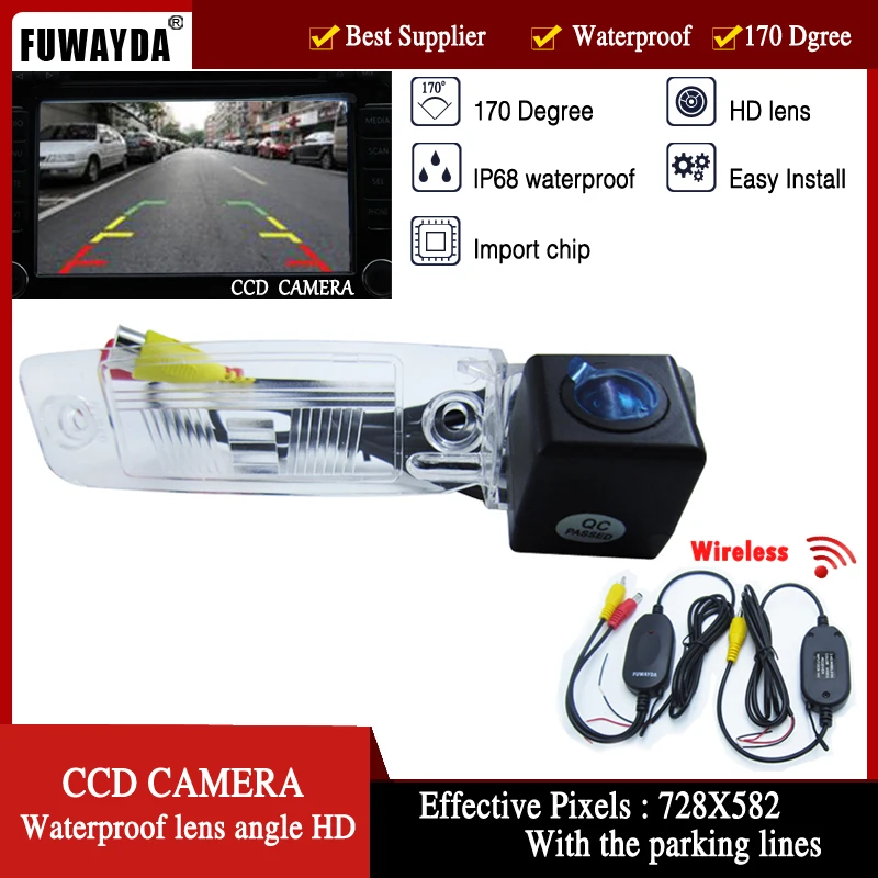 FUWAYDA car parking sensor with wireless camera Car HD CCD Rear View  Camera  with parking lines for Kia Sportage R 2010-2014