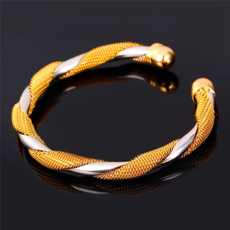 U7 Braiding Net Tristed Cable Chain Bangle Cuff for Man Woman QC24