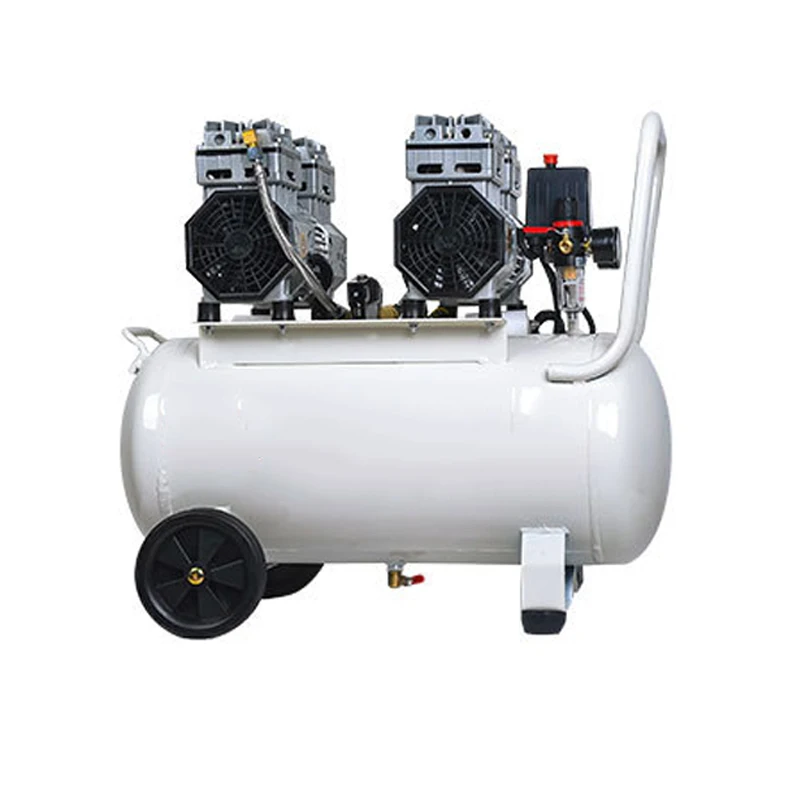 1PC Small Oil-free Silent Air Compressor 50L Double Intake Dental Laboratory Mobile Air Compressor Machine 220V