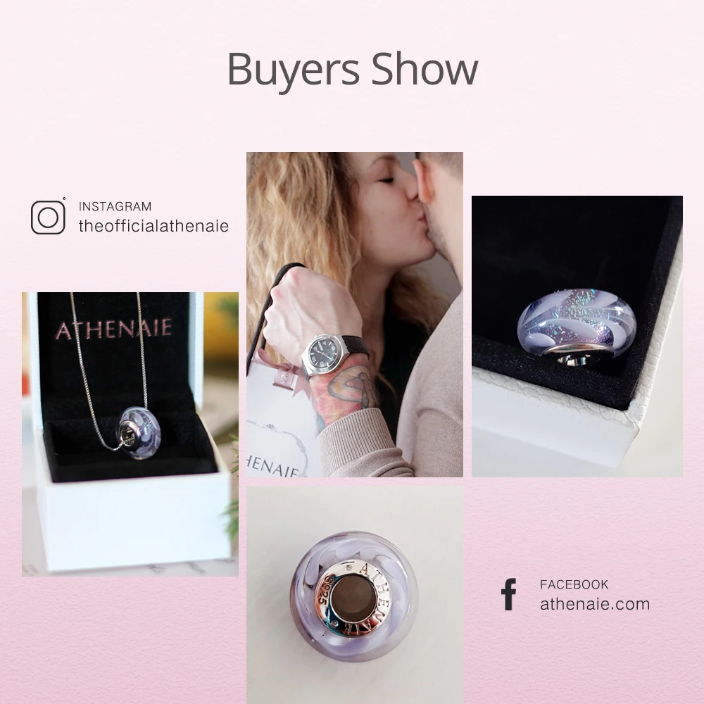 ATHENAIE Murano Glass Beads 925 Sterling Silver Hawaiian Charms Leaf Bead for Women Charm Bracelet Bangle DIY Bead Color Purple