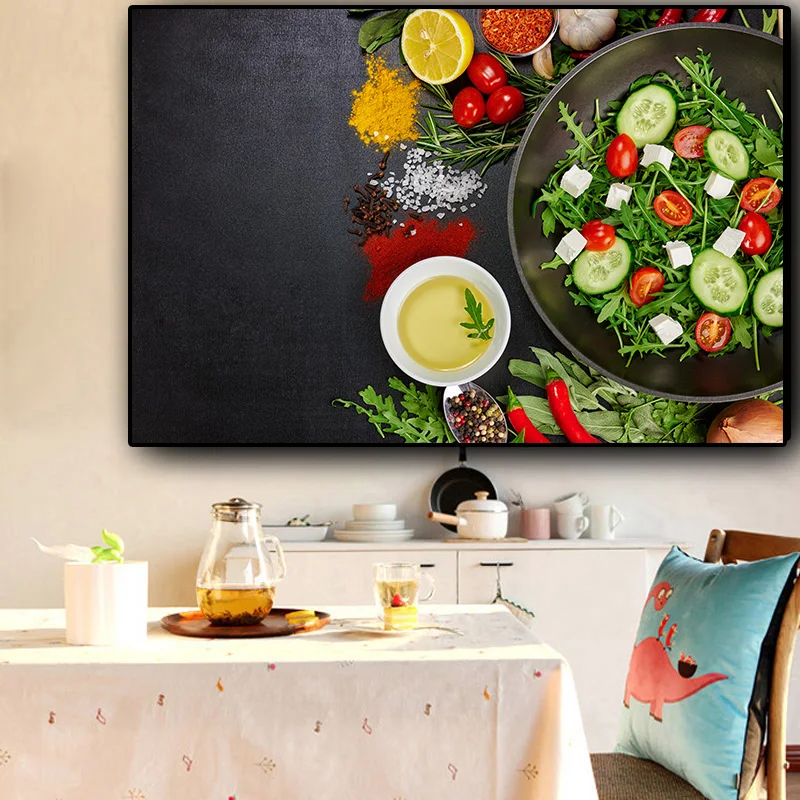 

Grains Spices Pan Kitchen Vegetables Fruit Canvas Painting Scandinavian Posters and Prints Cuadros Wall Art Picture Living Room