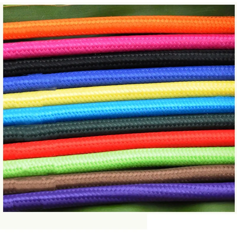 2m,3m,5m, 10m VDE certified 2 core Round Textile Electrical Wire Color Braided Wire Fabric Cable Vintage Lamp Power Cord