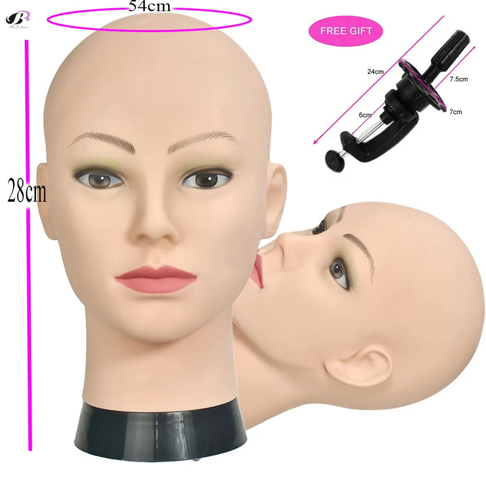 

Bolihair Soft PVC Female Wig stand Training Head Mannequin for Wig Making Makeup Practice Bald Manikin Heads