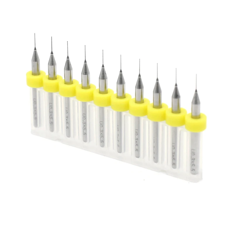 HANGXIN PCB Drill Kit 0.3mm 0.35mm 10PCS Tungsten Carbide CNC Router Wood Drilling Metalworking Core Twist Drill