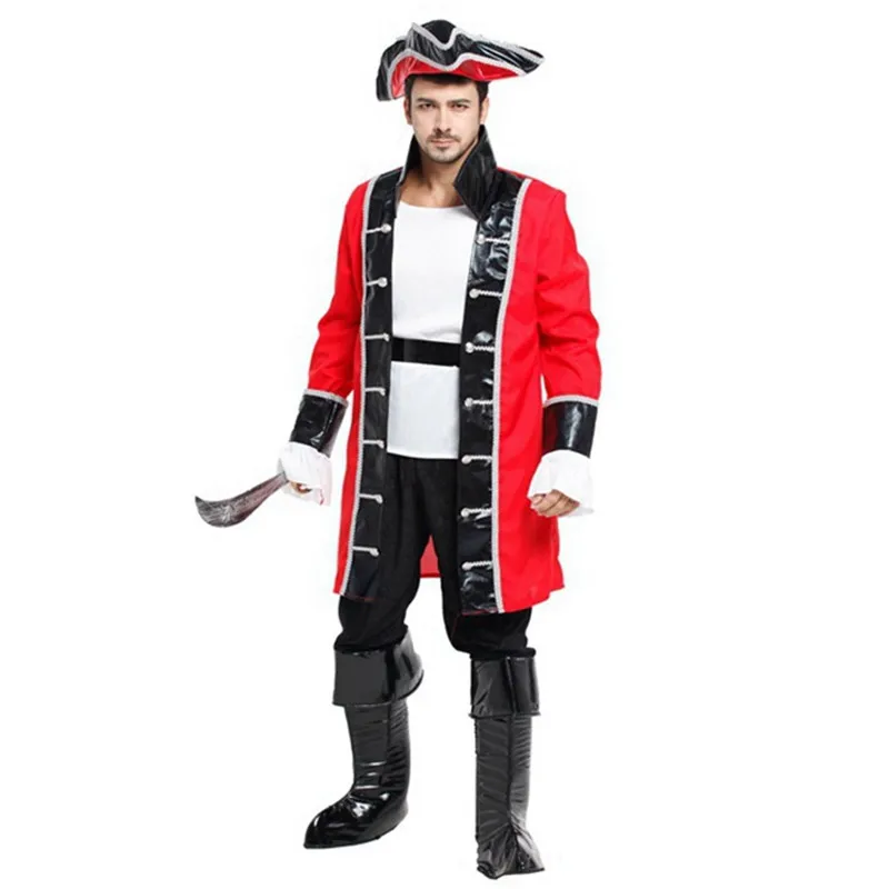 

Red Halloween Warrior Costumes Men Pirates Cosplay Carnival Purim Parade Stage Showing Masquerade Nightclub Bar Rave Party Dress