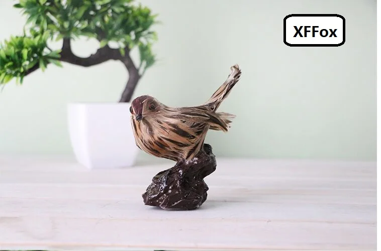 cute simulation sparrow model resin&fur sparrow toy gift about 11x9x5cm xf0668