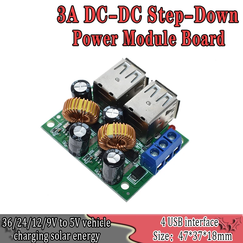 WAVGAT 4-USB Port Step-down Power Supply Converter Board Module DC 12V 24V 40V to 5V 5A For MP3/MP4 Phone Car Equipment