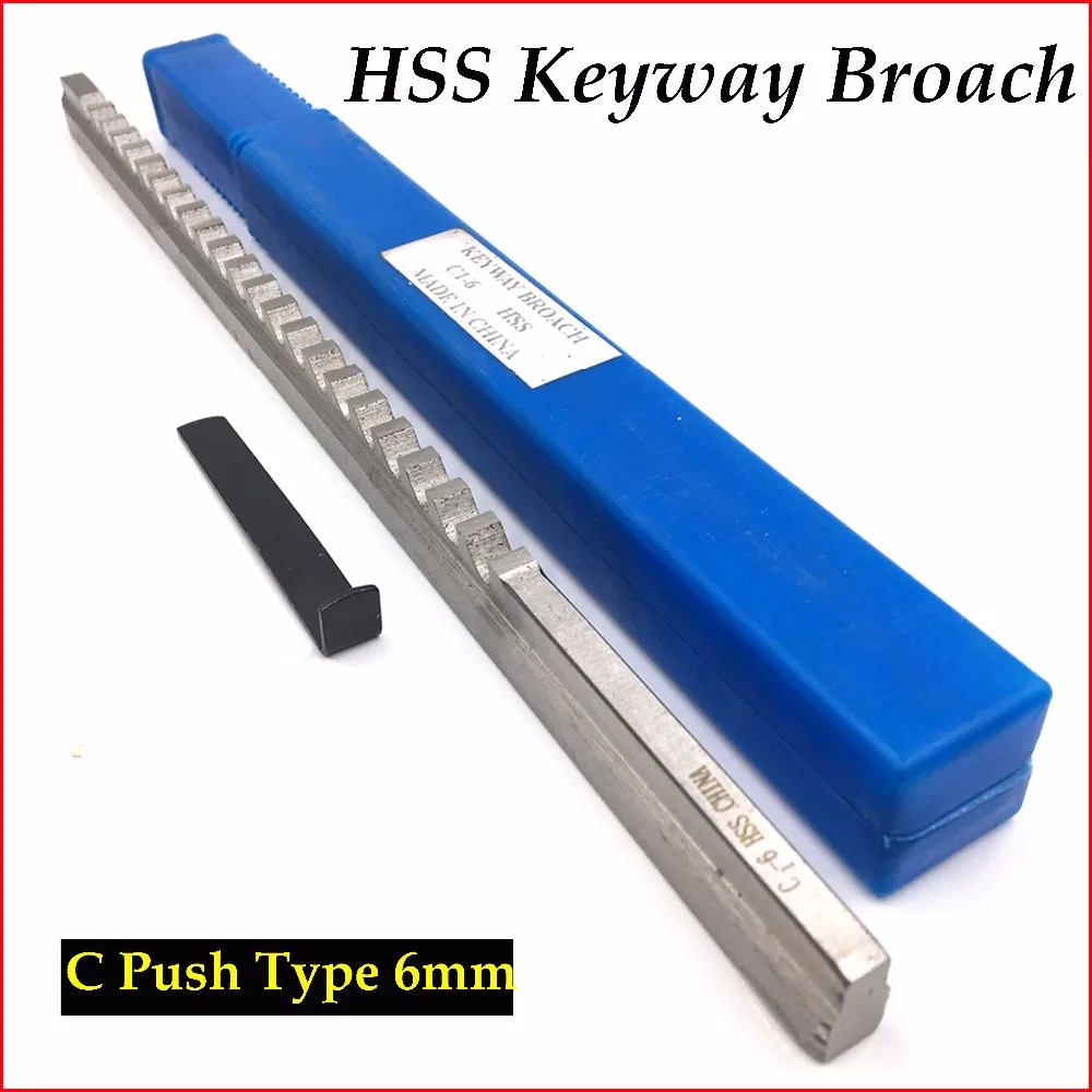 6mm C Push-Type Keyway Broach with Shim Metric Size High Speed Steel for CNC Cutting Metalworking Tool