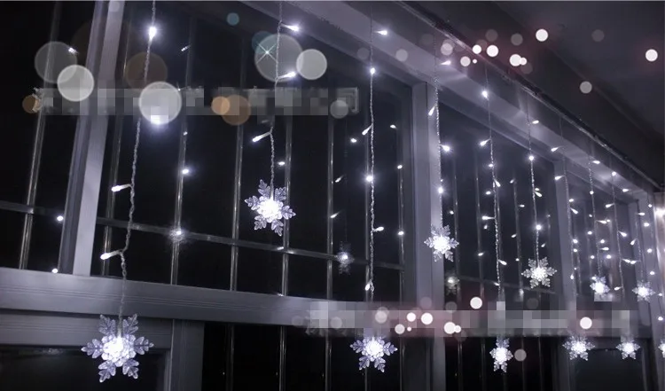 Snowflake LED String Lights, Multi Color, 4m, 96SMD, Lamp, String, Curtain, Holiday, Xmas, Wedding Decor