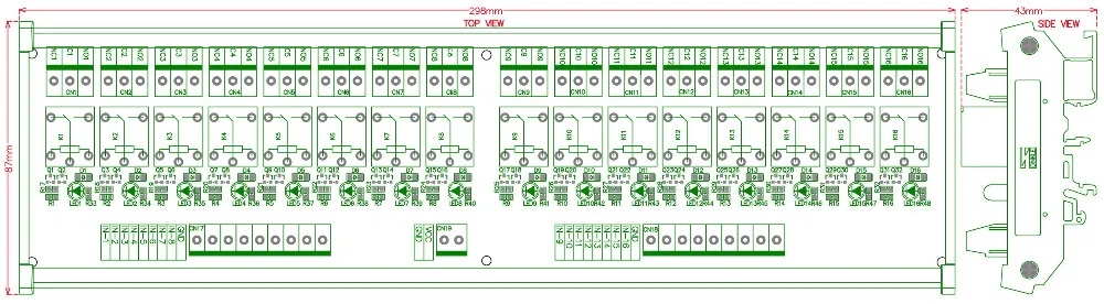 Module d'interface de relais de puissance, montage sur Rail DIN 16 SPDT 10amp, Version DC 24V