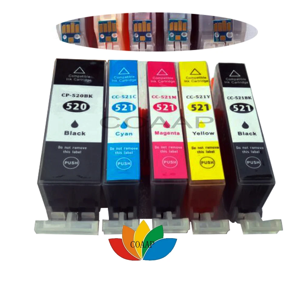 5x Compatible Printer PGI-520 CLI-521 Cartridge with Chip for CANON PIXMA MP540 MP550 MP560 MP620 MP630 MP640 MP980 MP990 MX860