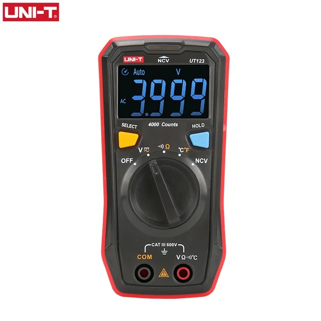 UNI T UT123 UT123D Mini Multimetr Cyfrowy Automatyczny Zakres AC DC Miernik Napięcia Rezystancja Pojemność Częstotliwość Tester NCV