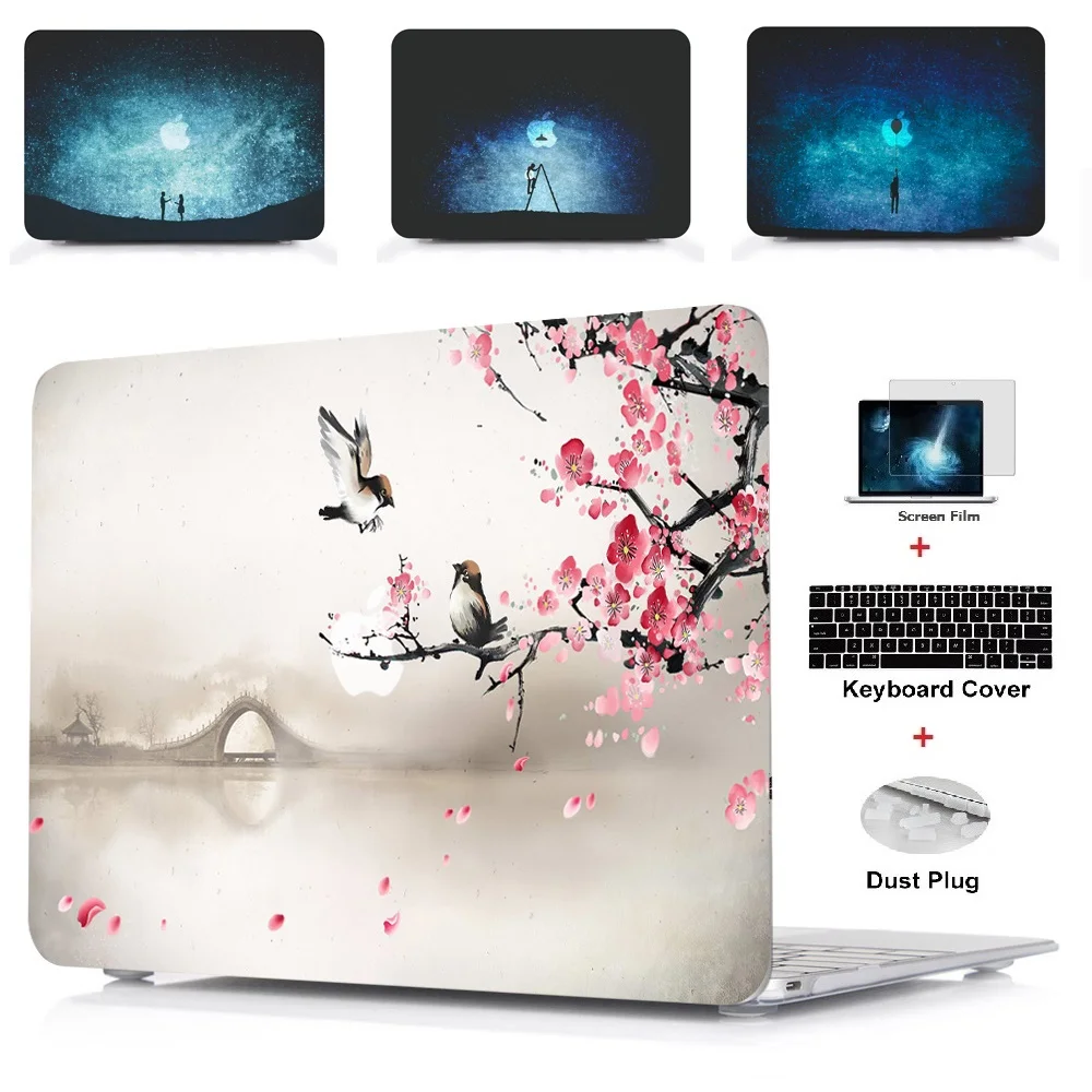 Funda rígida con estampado en Color para tableta 4 en 1, funda rígida para Macbook Air 14 Pro 16 Retina Touch Bar y ID 11 12 13 15 16 pulgadas