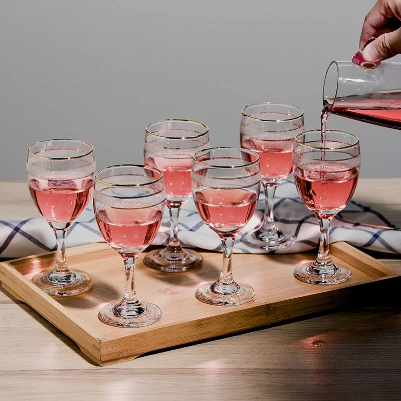 

Domestic liquor cup set 6pieces, glass small red wine cup, 6 pieces short legged goblets.