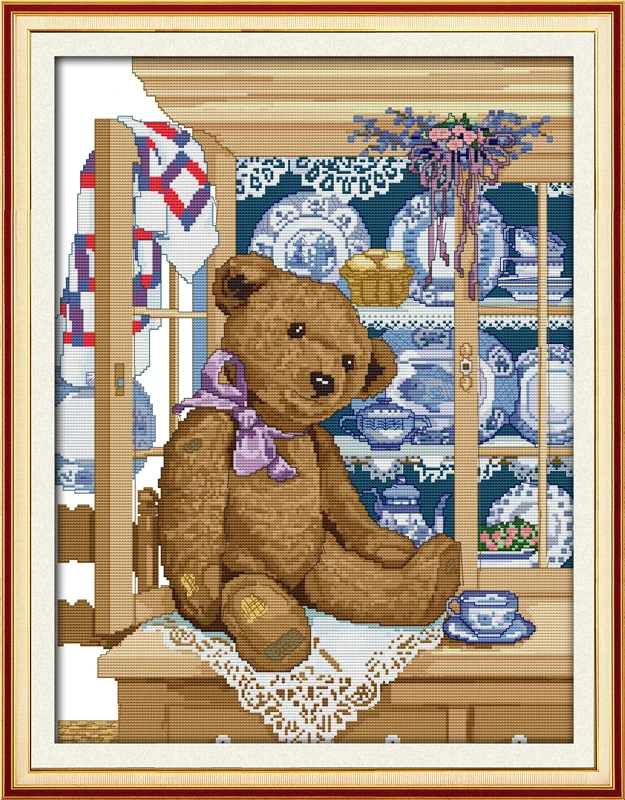 The little bear in the cupboard cross stitch kit 14ct 11ct count print canvas stitching embroidery DIY handmade needlework