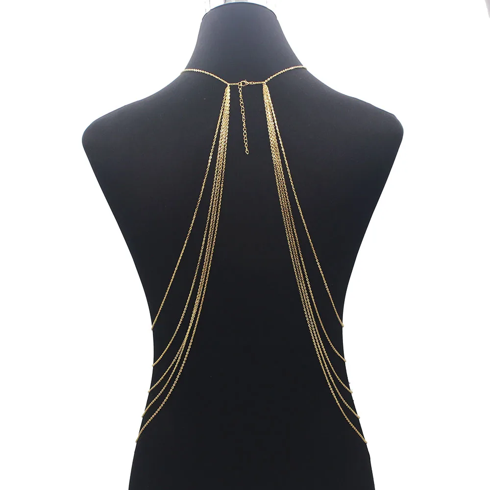 Long Tassel Body Chain Sexy Beach Gold Silver Color Disco Party Accessories Bra Cross Body Chain Jewellery For Women