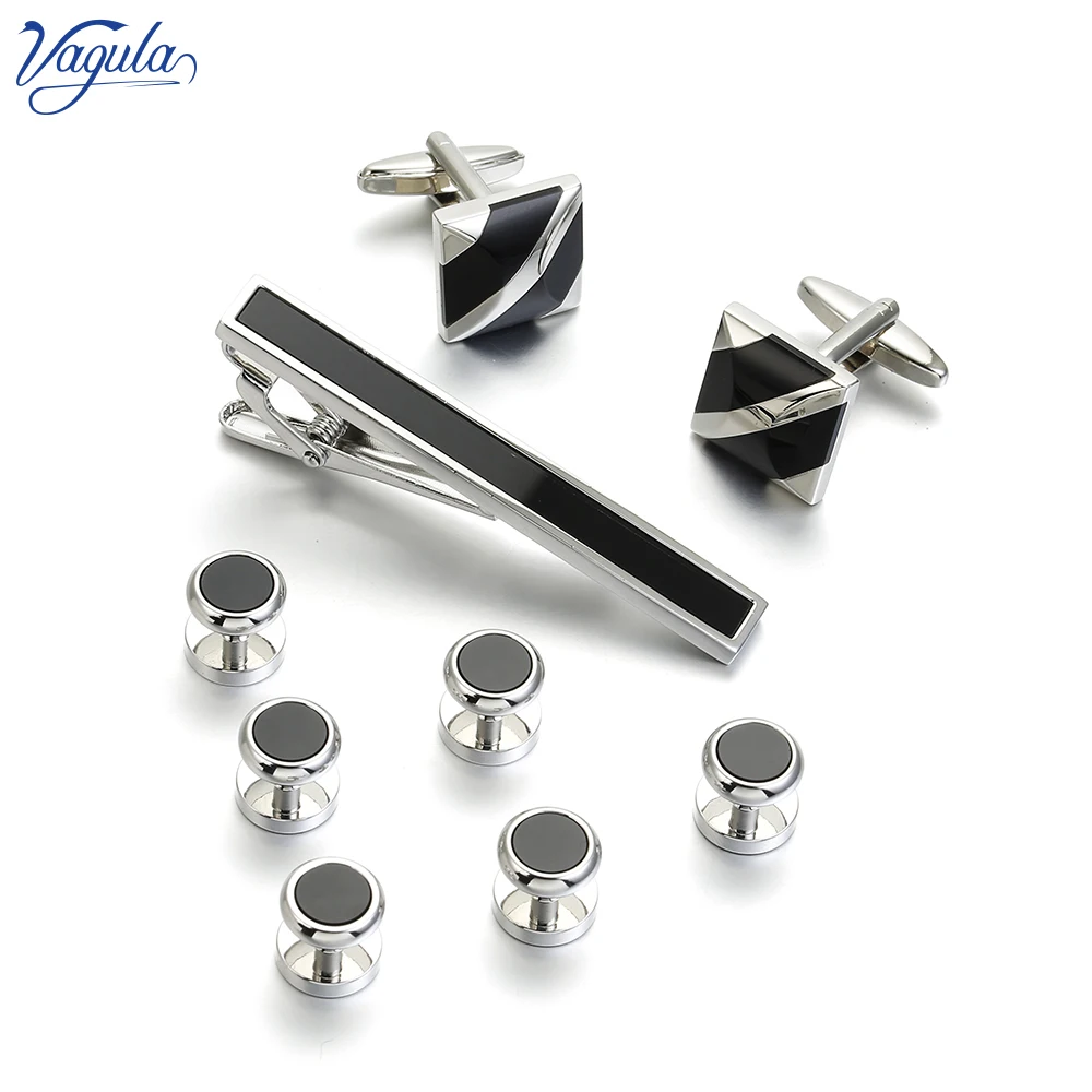 

VAGULA 9 PCS Set Cufflink Tie Pin Collar Studs Top Brand Spinki Tuxedo Tie Bar Clip Gemelos Wedding Gift 99