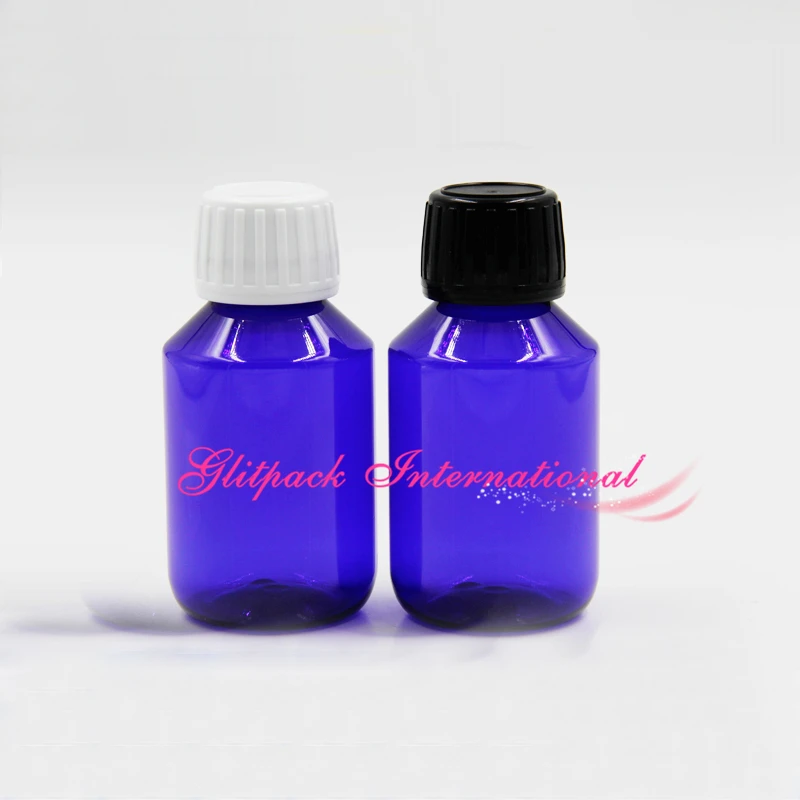 

3.5oz blue serum bottles empty rose toner bottle hydrosol essential oil packaging 100ml refilable bottle black white stopper cap