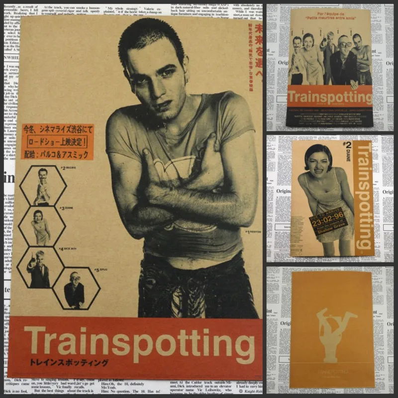 Trainspotting Ewan McGregor Classic Movie Poster Home Furnishing decoration Kraft Movie Poster Drawing core Wall stickers/1010