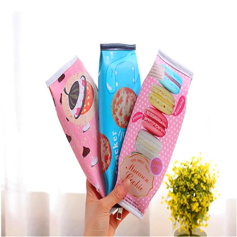 

1PCS Korea Stationery PU Pencil Bag Fun Student Stationery Storage Bags Supplies Macaron Pen Case 22*8.5CM