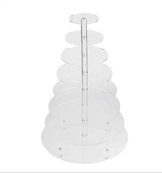 

Factory direct customizable 8-layer round transparent wedding cake acrylic display stand